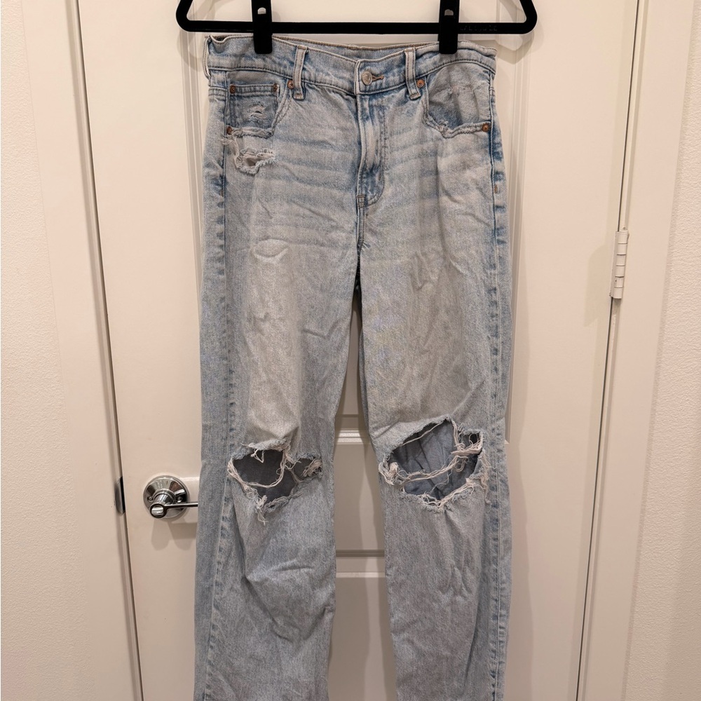 American Eagle Outfitters Light Blue Distressed Flare Jeans
